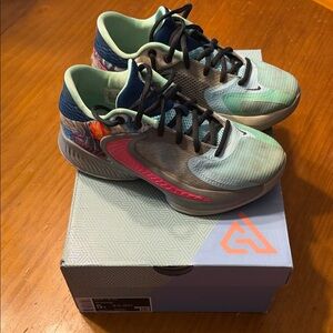 Nike Kids Sneakers with Pink and Green Accents